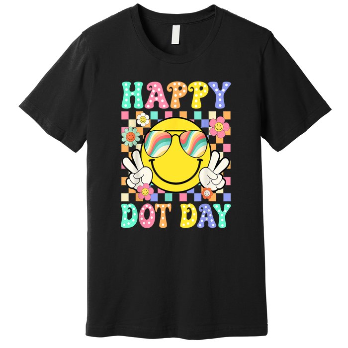 Happy Dot Day 2024 Smile Face Teacher Colorful Polka Dot Gift Premium T-Shirt