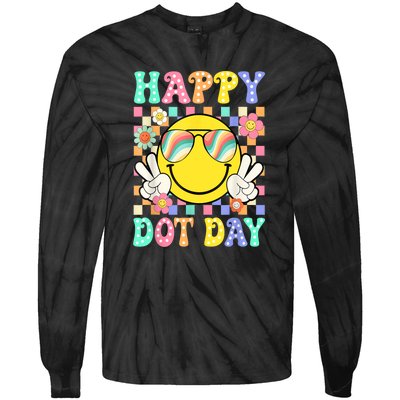 Happy Dot Day 2024 Smile Face Teacher Colorful Polka Dot Gift Tie-Dye Long Sleeve Shirt