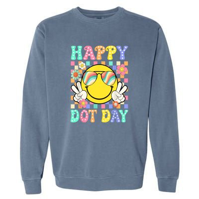 Happy Dot Day 2024 Smile Face Teacher Colorful Polka Dot Gift Garment-Dyed Sweatshirt