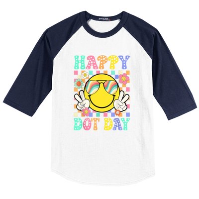 Happy Dot Day 2024 Smile Face Teacher Colorful Polka Dot Gift Baseball Sleeve Shirt