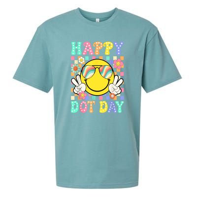 Happy Dot Day 2024 Smile Face Teacher Colorful Polka Dot Gift Sueded Cloud Jersey T-Shirt