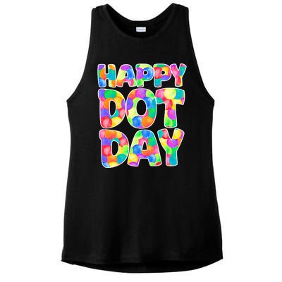 Happy Dot Day Colorful Fun Ladies PosiCharge Tri-Blend Wicking Tank