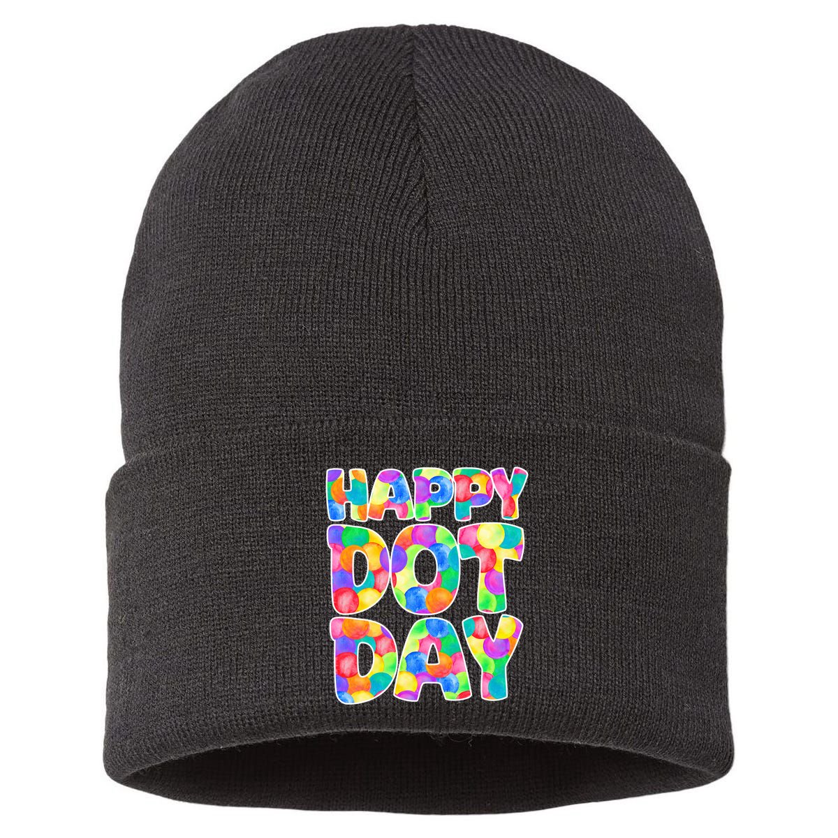 Happy Dot Day Colorful Fun Sustainable Knit Beanie