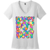 Happy Dot Day Colorful Fun Women's V-Neck T-Shirt