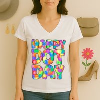 Happy Dot Day Colorful Fun Women's V-Neck T-Shirt
