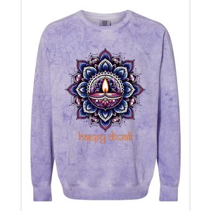 Happy Diwali Diya Oil Lamp Deepavali Festival of Lights Colorblast Crewneck Sweatshirt