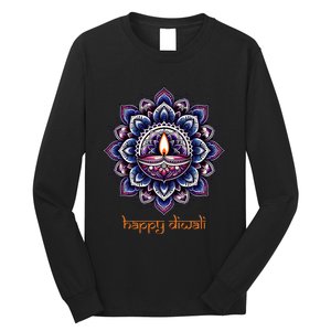 Happy Diwali Diya Oil Lamp Deepavali Festival of Lights Long Sleeve Shirt