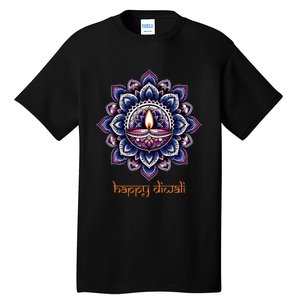 Happy Diwali Diya Oil Lamp Deepavali Festival of Lights Tall T-Shirt