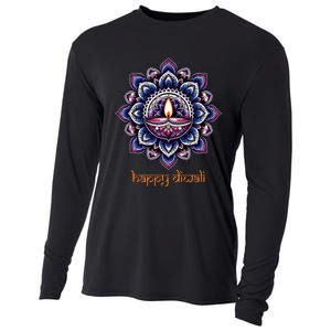 Happy Diwali Diya Oil Lamp Deepavali Festival of Lights Cooling Performance Long Sleeve Crew