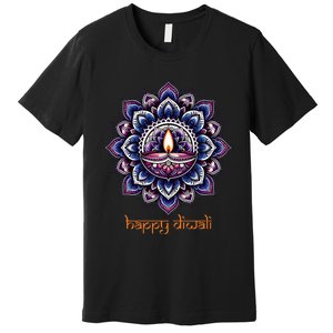 Happy Diwali Diya Oil Lamp Deepavali Festival of Lights Premium T-Shirt