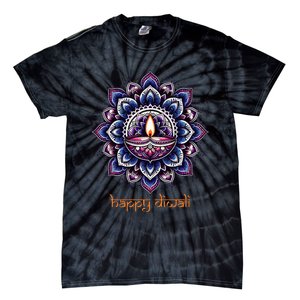 Happy Diwali Diya Oil Lamp Deepavali Festival of Lights Tie-Dye T-Shirt