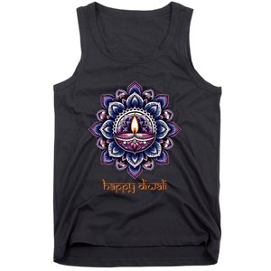 Happy Diwali Diya Oil Lamp Deepavali Festival of Lights Tank Top