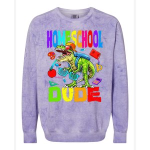 Homeschool Dude Dinosaur Back To School Colorblast Crewneck Sweatshirt