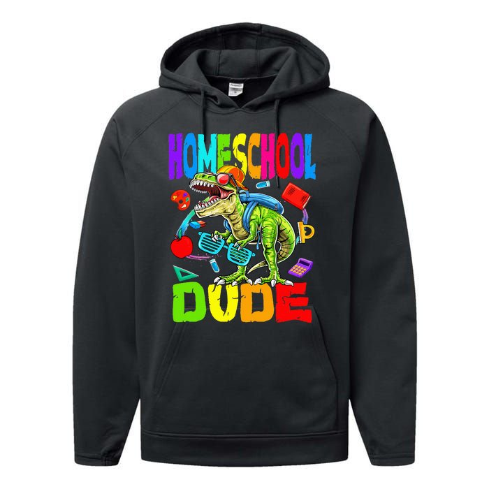 Homeschool Dude Dinosaur Back To School Performance Fleece Hoodie