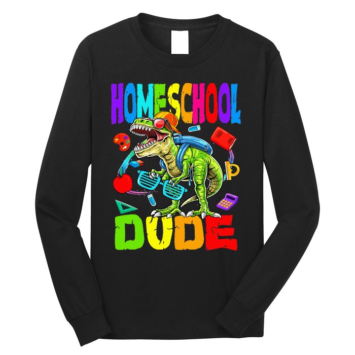 Homeschool Dude Dinosaur Back To School Long Sleeve Shirt