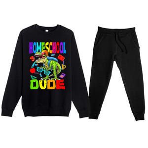 Homeschool Dude Dinosaur Back To School Premium Crewneck Sweatsuit Set