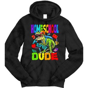 Homeschool Dude Dinosaur Back To School Tie Dye Hoodie