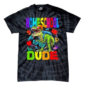 Homeschool Dude Dinosaur Back To School Tie-Dye T-Shirt