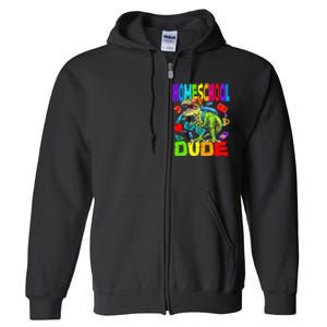 Homeschool Dude Dinosaur Back To School Full Zip Hoodie