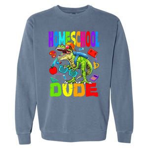 Homeschool Dude Dinosaur Back To School Garment-Dyed Sweatshirt