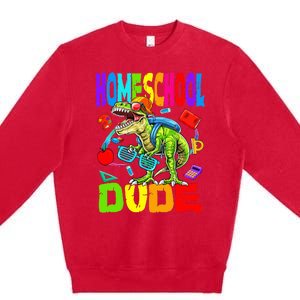 Homeschool Dude Dinosaur Back To School Premium Crewneck Sweatshirt