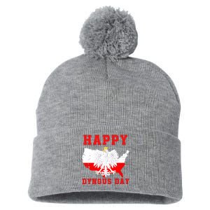 Happy Dyngus Day 2024 Polish Eagle Dyngus Day Polish American Polska White Eagle Pom Pom 12in Knit Beanie