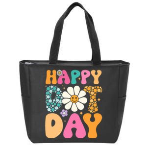 Happy Dot Day Hippie Flowers Smile Face Groovy Teacher Zip Tote Bag