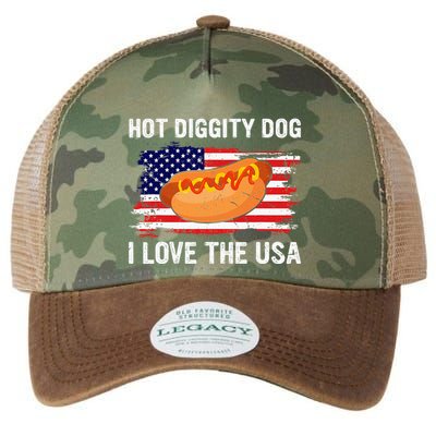 Hot Diggity Dog I Love Usa Funny Legacy Tie Dye Trucker Hat