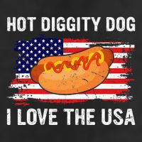 Hot Diggity Dog I Love Usa Funny 7 Panel Mesh Trucker Snapback Hat