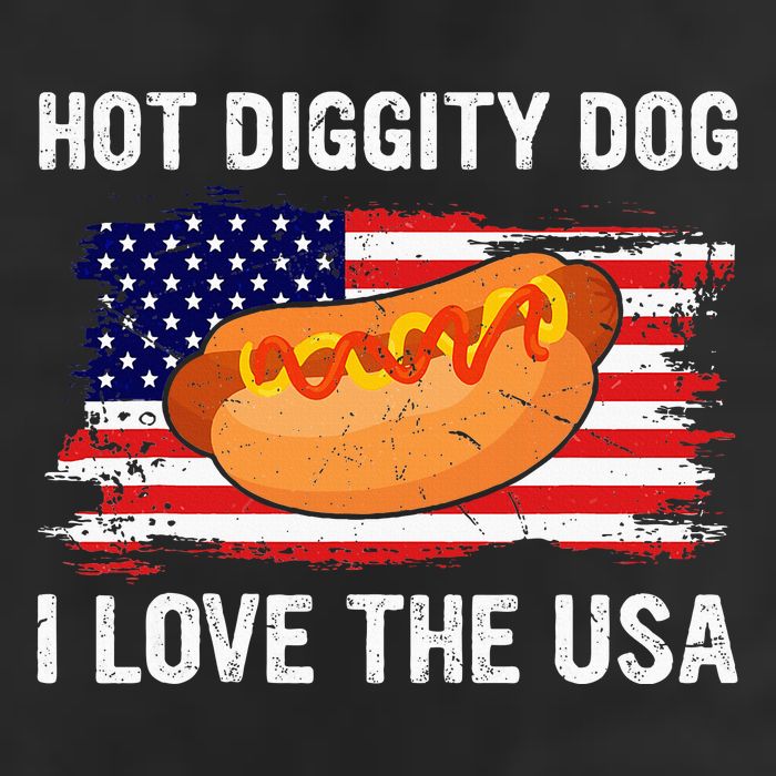 Hot Diggity Dog I Love Usa Funny 7 Panel Mesh Trucker Snapback Hat