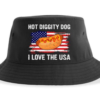 Hot Diggity Dog I Love Usa Funny Sustainable Bucket Hat