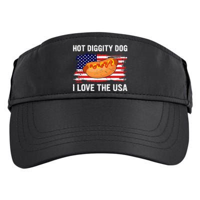 Hot Diggity Dog I Love Usa Funny Adult Drive Performance Visor