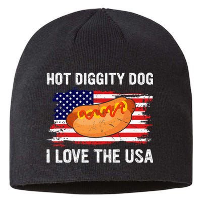 Hot Diggity Dog I Love Usa Funny Sustainable Beanie