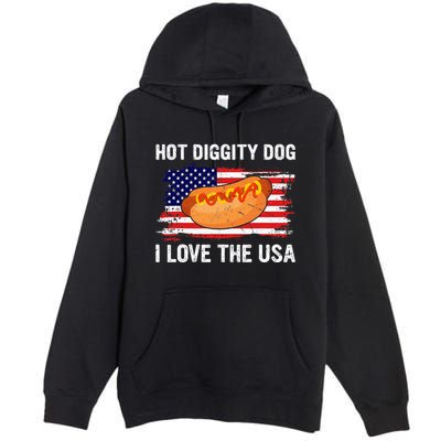 Hot Diggity Dog I Love Usa Funny Premium Pullover Hoodie