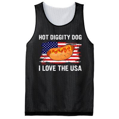 Hot Diggity Dog I Love Usa Funny Mesh Reversible Basketball Jersey Tank