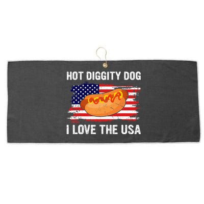 Hot Diggity Dog I Love Usa Funny Large Microfiber Waffle Golf Towel