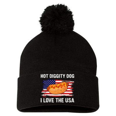 Hot Diggity Dog I Love Usa Funny Pom Pom 12in Knit Beanie