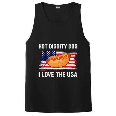 Hot Diggity Dog I Love Usa Funny PosiCharge Competitor Tank