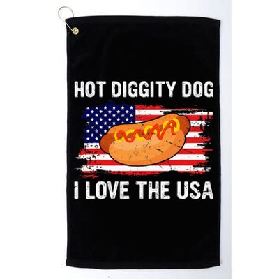 Hot Diggity Dog I Love Usa Funny Platinum Collection Golf Towel