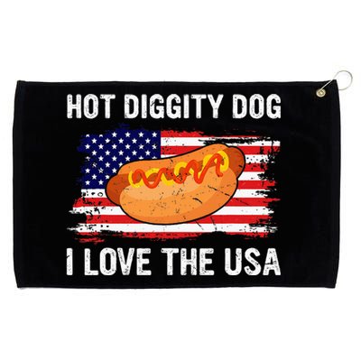 Hot Diggity Dog I Love Usa Funny Grommeted Golf Towel