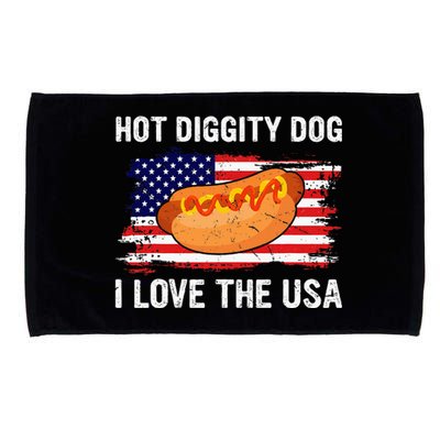 Hot Diggity Dog I Love Usa Funny Microfiber Hand Towel