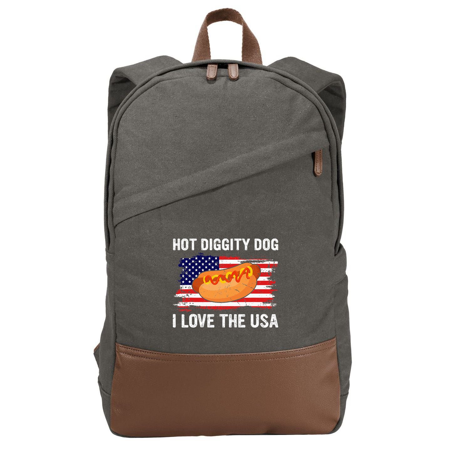 Hot Diggity Dog I Love Usa Funny Cotton Canvas Backpack
