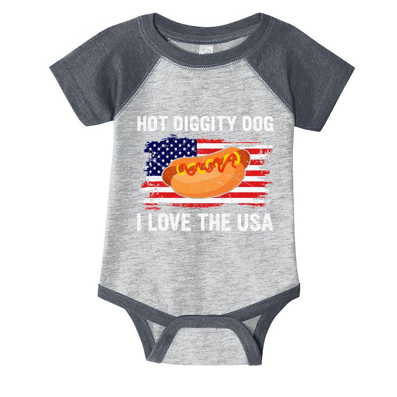 Hot Diggity Dog I Love Usa Funny Infant Baby Jersey Bodysuit