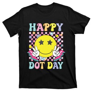 Happy Dot Day 2024 Colorful Polka Dot Smile Face Teacher T-Shirt