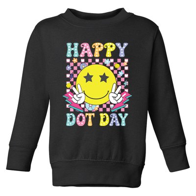 Happy Dot Day 2024 Colorful Polka Dot Smile Face Teacher Toddler Sweatshirt