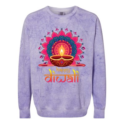 Happy Diwali Deepavali Hindu Indian Festival Of Lights Colorblast Crewneck Sweatshirt