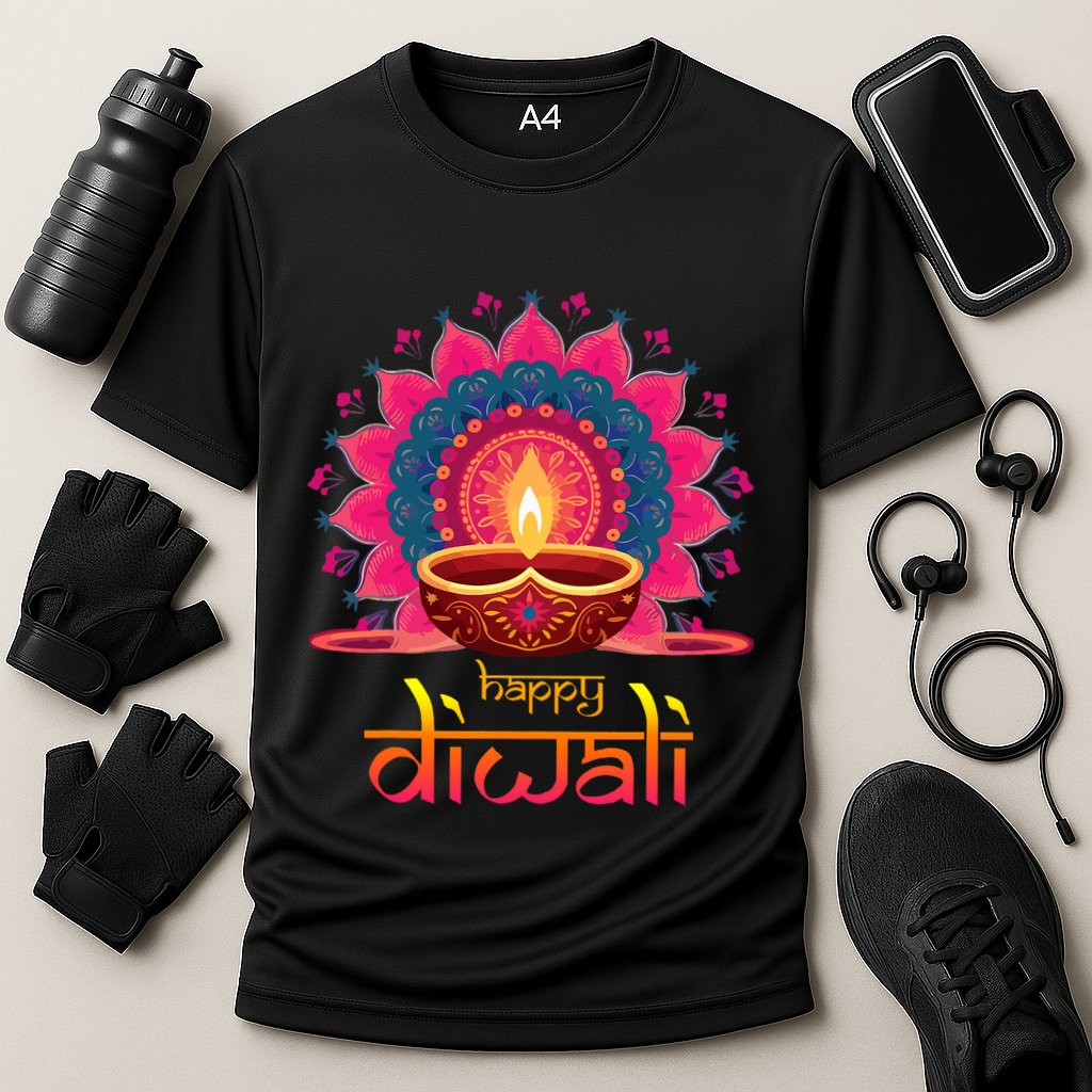 Happy Diwali Deepavali Hindu Indian Festival Of Lights Cooling Performance Crew T-Shirt