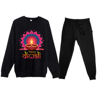 Happy Diwali Deepavali Hindu Indian Festival Of Lights Premium Crewneck Sweatsuit Set