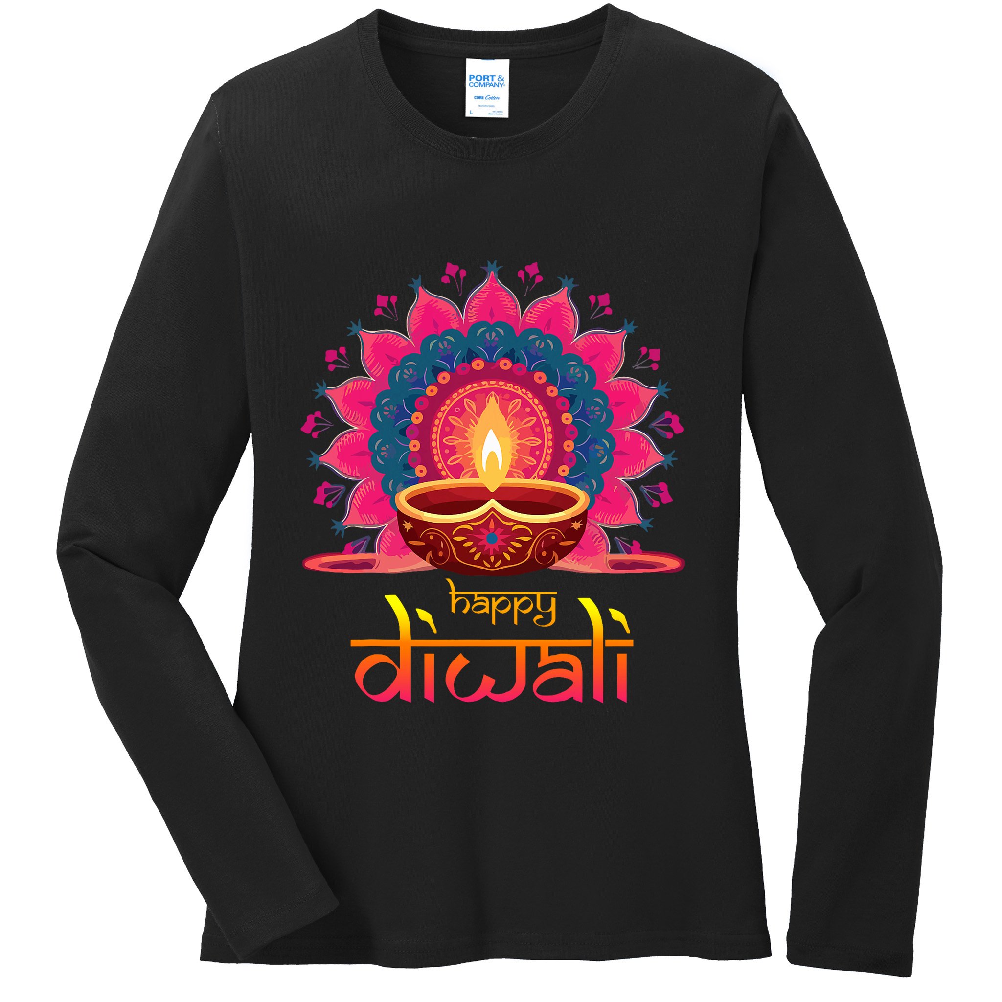 Happy Diwali Deepavali Hindu Indian Festival Of Lights Ladies Long Sleeve Shirt
