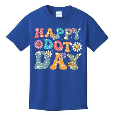 Happy Dot Day Hippie Flowers Retro Groovy Teacher Kids T-Shirt